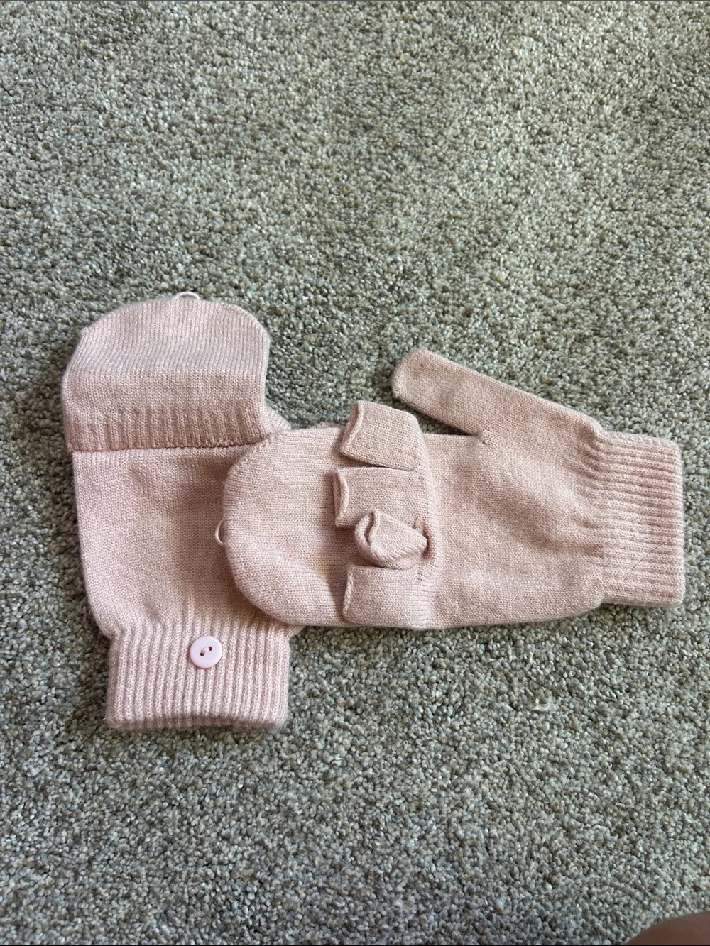 Pink Knit Beanie and Convertible Fingerless Gloves Set